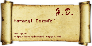 Harangi Dezső névjegykártya