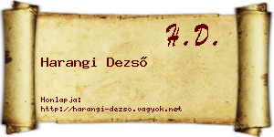 Harangi Dezső névjegykártya